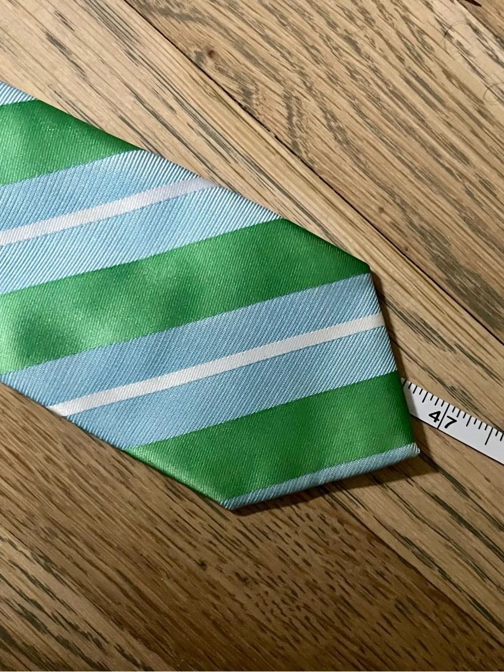 The Children’s Place Classic Striped Green and Light Blue Tie. Size 8-14.